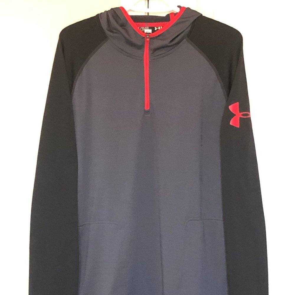 Under Armour Mens Combine Hoodie (Grey & Red) Size XL